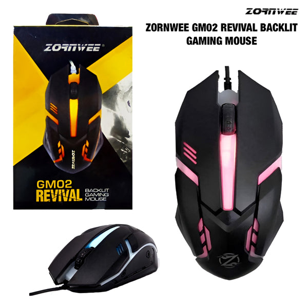 Zornwee GMO2 Wired USB Optical Gaming Mouse – Sleek Design, RGB Backlight & Smooth Control