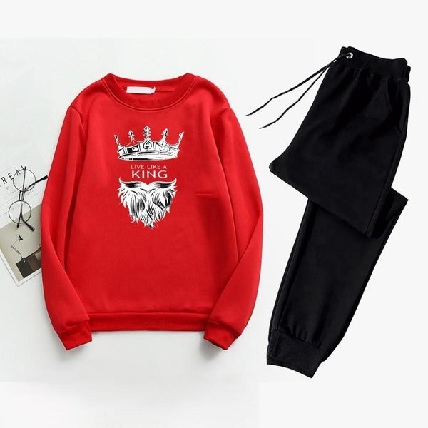 Men's Printed Polyester Track Suit - 2 Pcs Set