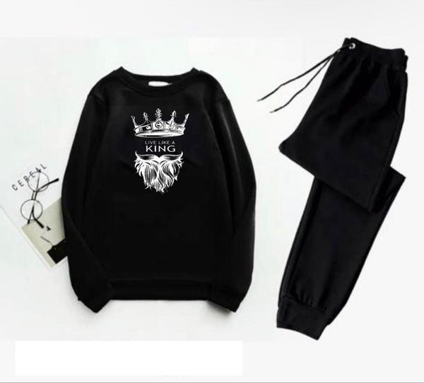 Stylish Men's Printed Polyester Track Suit - 2 Pcs Set