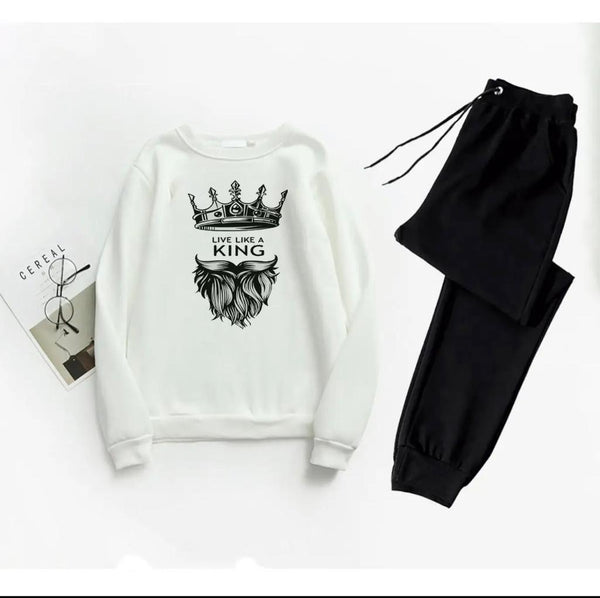 Men's Printed Polyester Track Suit - 2 Pcs Set (Sweatshirt & Trousers)
