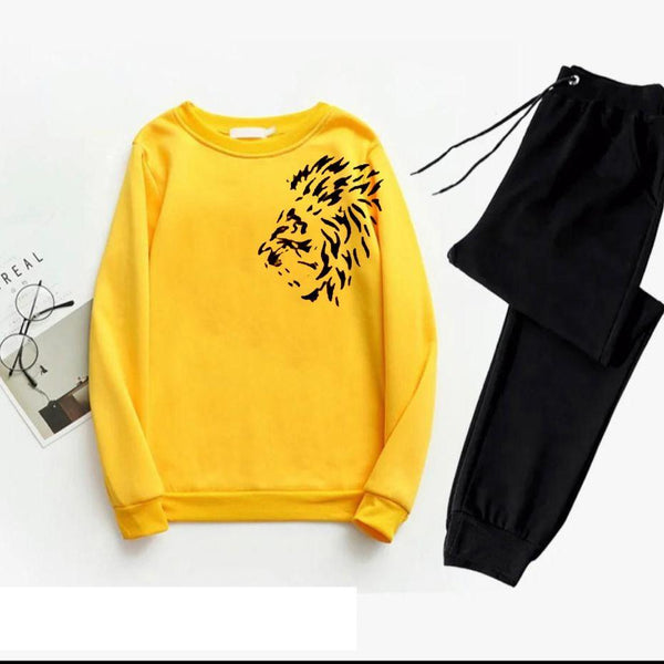 Men's Printed Polyester Track Suit - 2 Pcs Set in Yellow