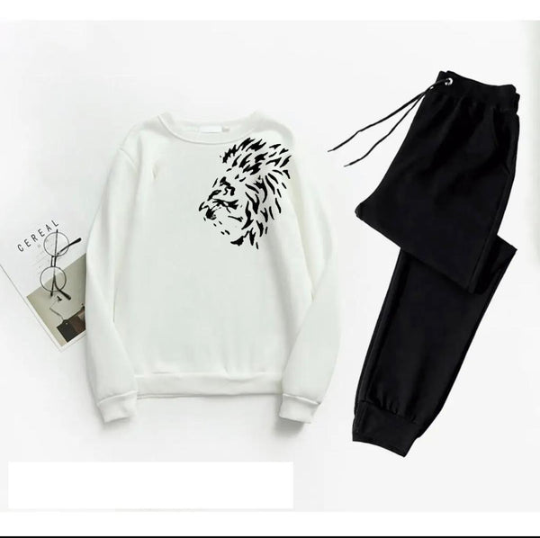 Men's Printed Polyester Track Suit - 2 Pcs (Sweatshirt & Trousers)