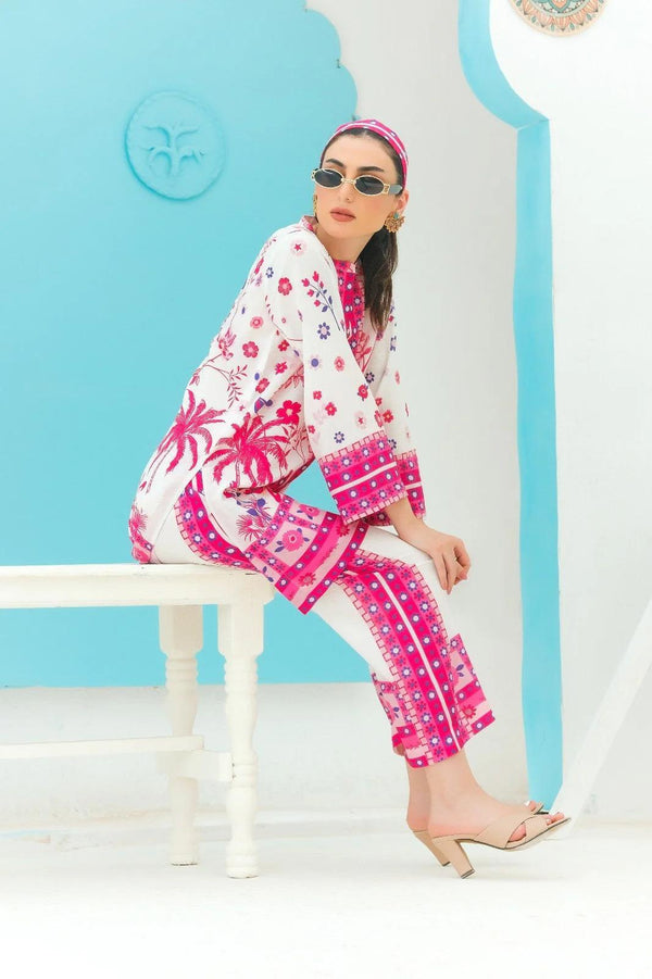 2 Pcs Women's Stitched Printed Co-Ord Set