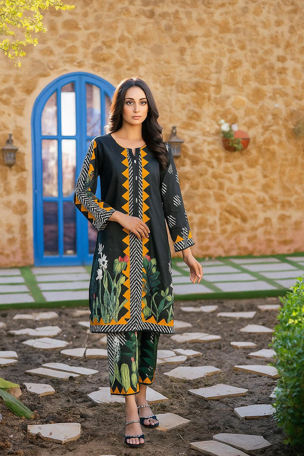 2 Pcs Women's Stitched Printed Co-Ord Set