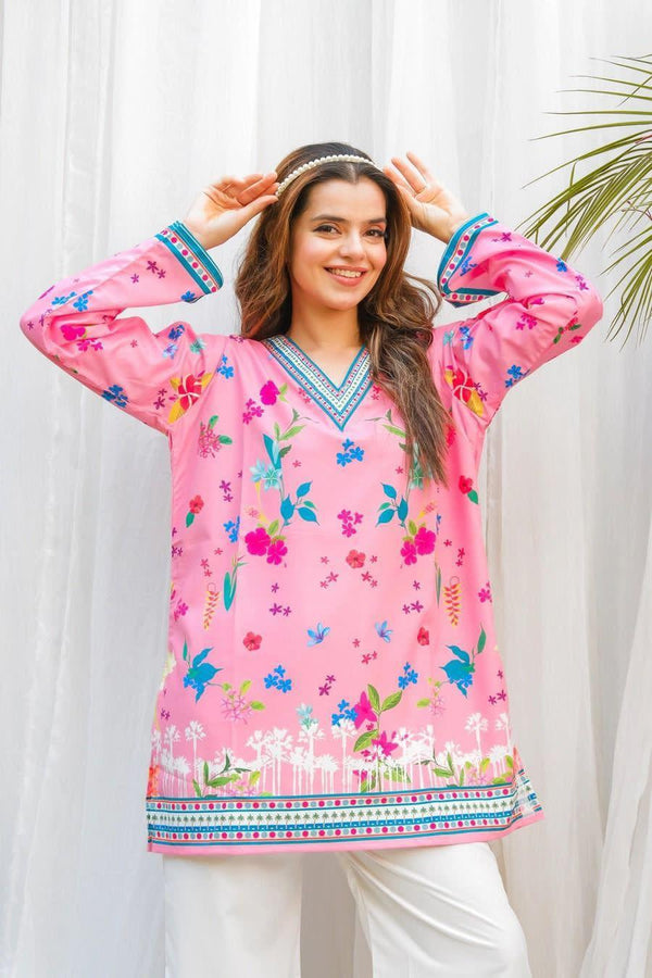 2 Pcs Women's Stitched Printed Co-Ord Set