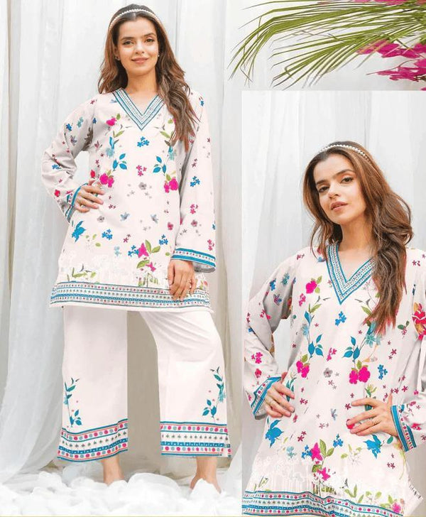 2 Pcs Women's Stitched Printed Co-Ord Set