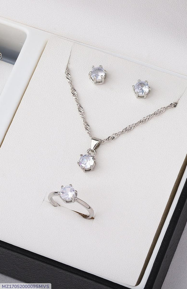 Silver Plated Zircon Necklace Set