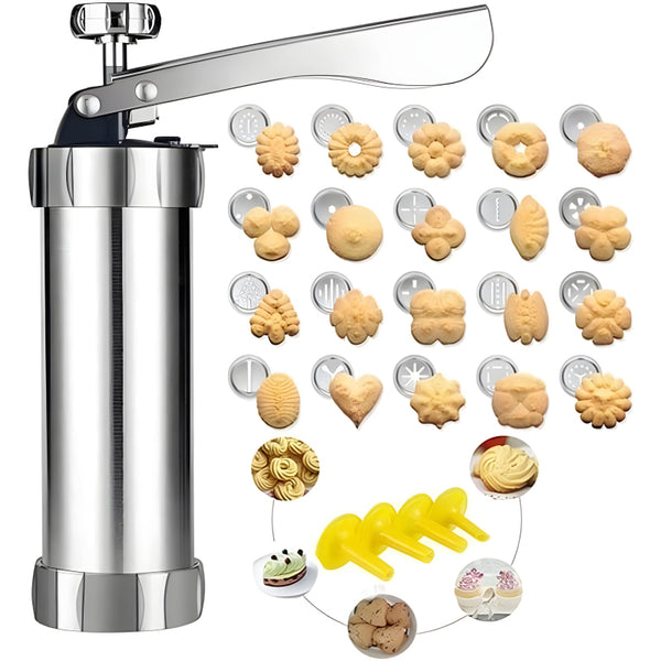 Multi-Pattern Cookie Press Machine DIY Biscuit Maker With 20 Disc Shapes And Stencils