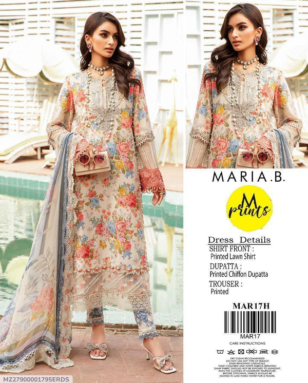 3 Pcs Women's Unstitched Printed Suit