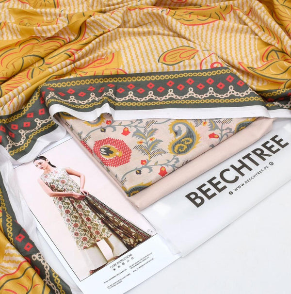 3 Pcs Women's Unstitched Printed Suit