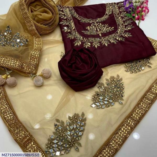 3 Pcs Women's Unstitched Embroidered Suit