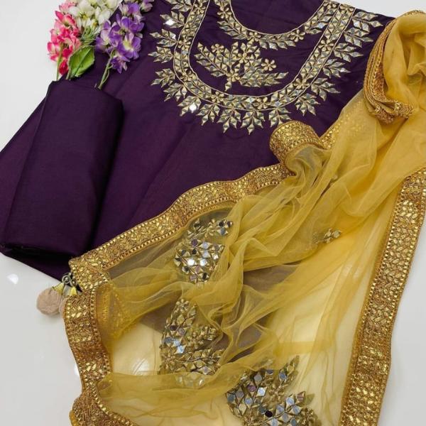3 Pcs Women's Unstitched Embroidered Suit