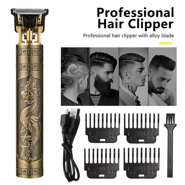 Metal Body -vintage T9 Trimmer Hair Trimmer For Men Shaver For Men Original Usb Rechargeable Hair Cutting Machine Metal Body Beard Trimmer ( With Box )